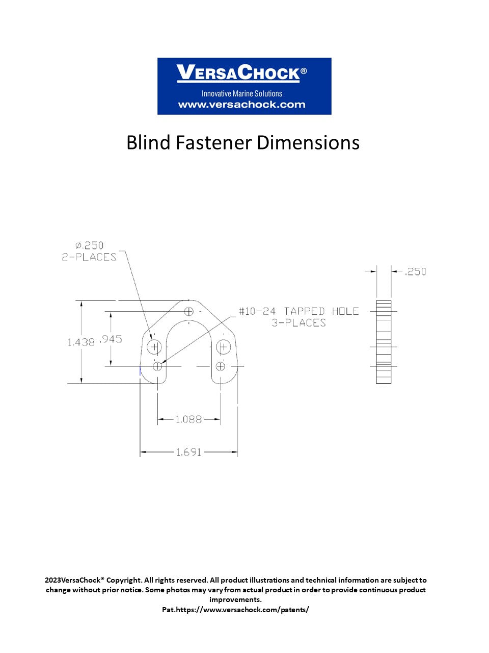 Blind Fastener for PTECH Pad Eye