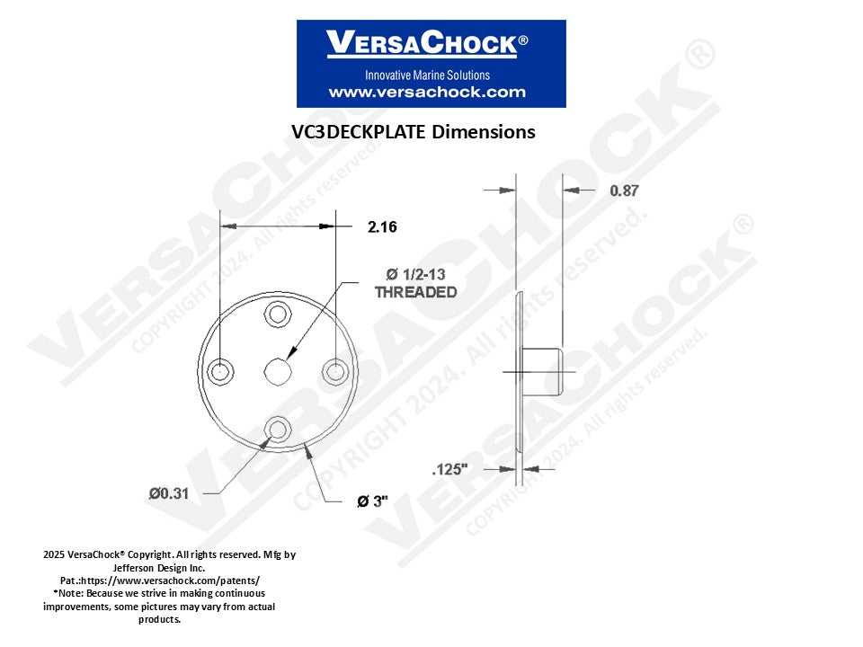 3" ROUND THREADED DECK PLATE
